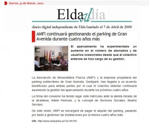 eldaaldia.es 30 de marzo de 2011 AMFI continuará gestionando el parking de Gran Avenida durante cuatro años más