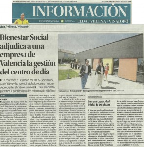 Información 15 de febrero de 2011 Bienestar Social adjudica a una empresa de Valencia la gestión del centro de día