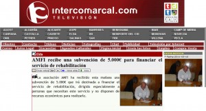 intercomarcal.com 10 de marzo de 2011 AMFI recibe una subvención de 5.000€ para financiar el servicio de rehabilitación