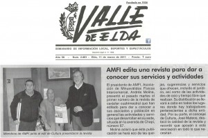 Valle de Elda 11 de marzo de 2011 AMFI edita una revista para dar a conocer sus servicios y actividades