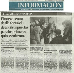 Información 24 de marzo de 2011 El nuevo centro de día abrirá el 1 de abril sus puertas para los primeros quince enfermos