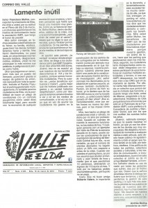 Valle de Elda 16 de marzo de 2012 Correo del Valle "Lamento inútil"