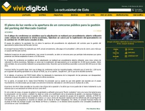 vivirdigital.com 2 de marzo de 2012 El pleno da luz verde a la apertura de un concurso público para la gestión del parking del Mercado Central