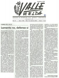 Valle de Elda 6 de abril de 2012 Lamento no, defensa sí: por Daniel Esteve Poveda