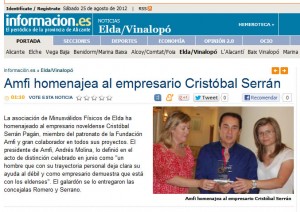 informacion.com 25 de agosto de 2012 Amfi homenajea al empresario Cristóbal Serrán