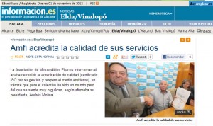 informacion.com 1 de noviembre de 2012 Amfi acredita la calidad de sus servicios