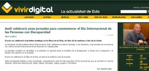 vivirdigital.com 30 de noviembre de 2012 Amfi celebrará unas jornadas para conmemorar el Día Internacional de las Personas con Discapacidad