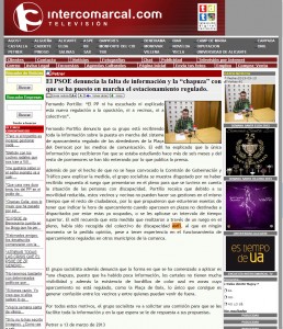 intercomarcal.com 13 de marzo de 2013 El PSOE denuncia la falta de información y la “chapuza” con que se ha puesto en marcha el estacionamiento regulado