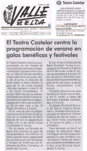 Valle de Elda 28 de junio de 2013 El Teatro Castelar centra la programación de verano en galas benéficas y festivales