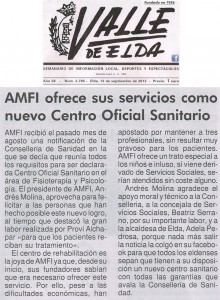 Valle de Elda 13 de septiembre de 2013 AMFI ofrece sus servicios como nuevo Centro Oficial Sanitario