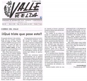 Valle de Elda 11 de octubre de 2013 Correo del Valle ¡¡Qué triste que pase esto!!