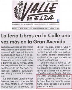 Valle de Elda 18 de octubre de 2013 La feria Libro en la Calle una vez más en la Gran Avenida