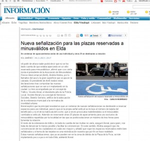 diarioinformacion.com 5 de noviembre de 2013 Nueva señalización para las plazas reservadas a minusválidos en Elda