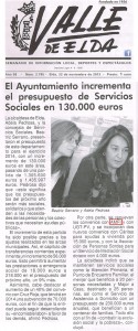 Valle de Elda 22 de noviembre de 2013 El Ayuntamiento incrementa el presupuesto de Servicios Sociales en 130.000 euros