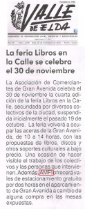 Valle de Elda 29 de noviembre de 2013 La feria Libros en la Calle se celebra el 30 de noviembre