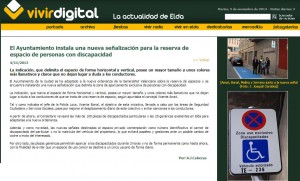 vivirdigital.com 4 de noviembre de 2013 El Ayuntamiento instala una nueva señalización para la reserva de espacio de personas con discapacidad